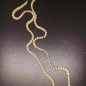 Extra Long 30" Faux Pearl Single Strand Goldtone Necklace
